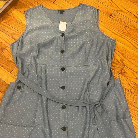 J Jill Denim Sleeveless Button-Front Dress In Blue Dunes Wash Size 3XL NWT - Picture 8 of 14